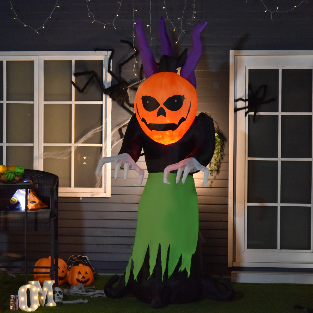 Halloween Pumpkin Ghost Inflatable LED Lighting Scary Ghoul Outdoor Kids Party