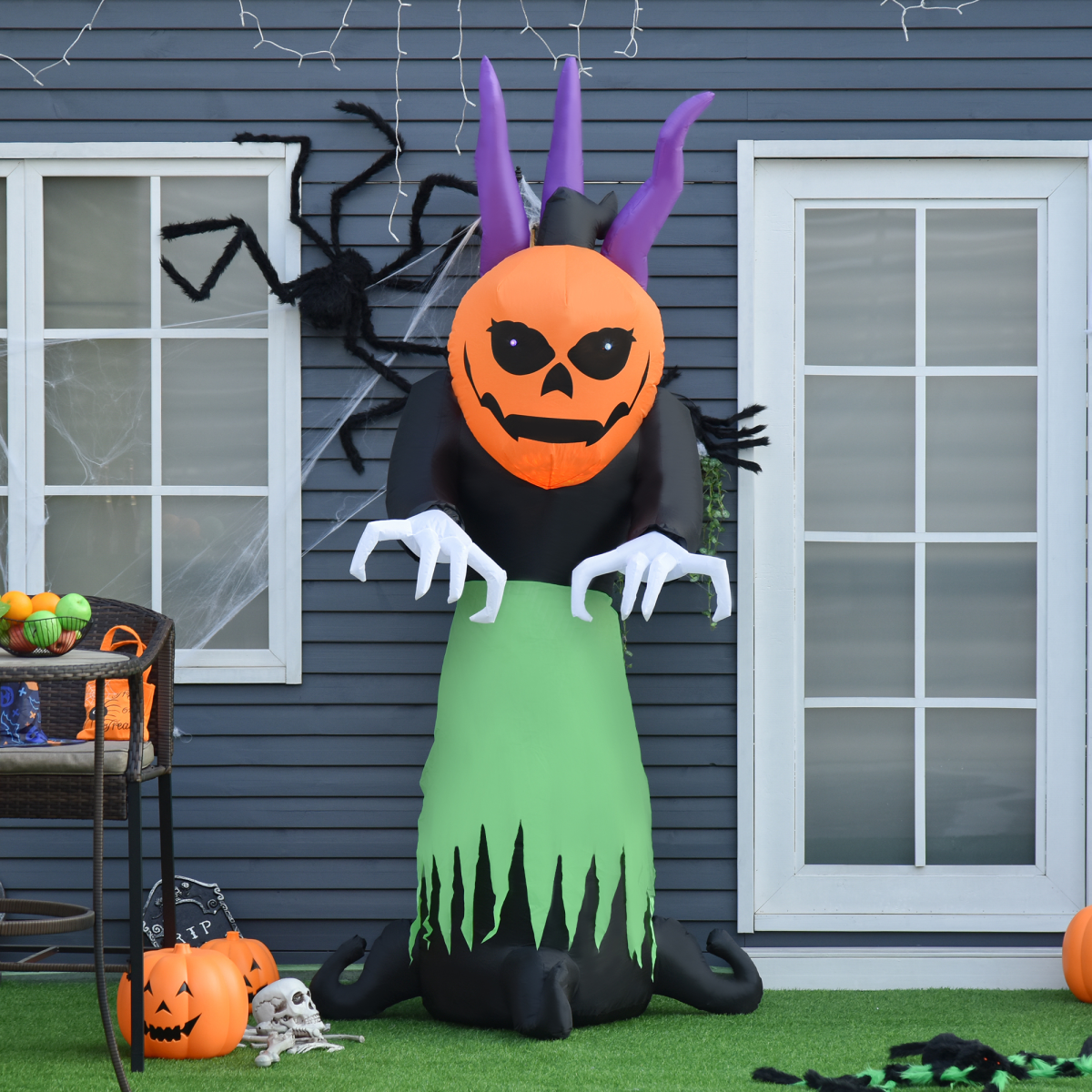 Halloween Pumpkin Ghost Inflatable LED Lighting Scary Ghoul Outdoor Kids Party