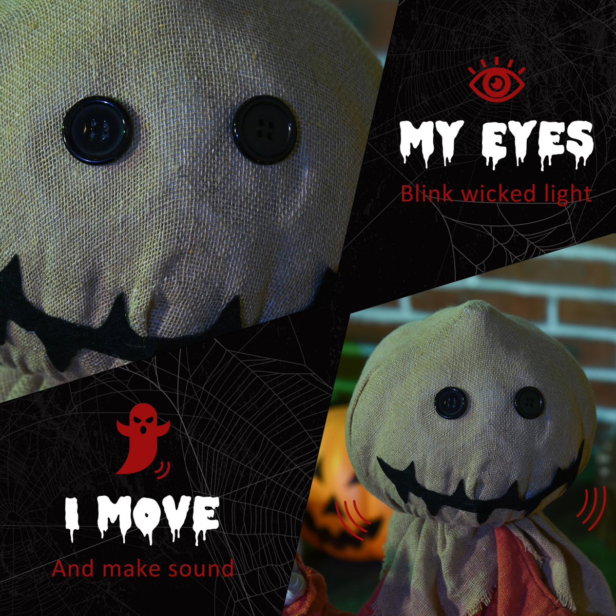 HOMCOM 80cm Outdoor Halloween Witch Prop Decoration with Light Up Eyes