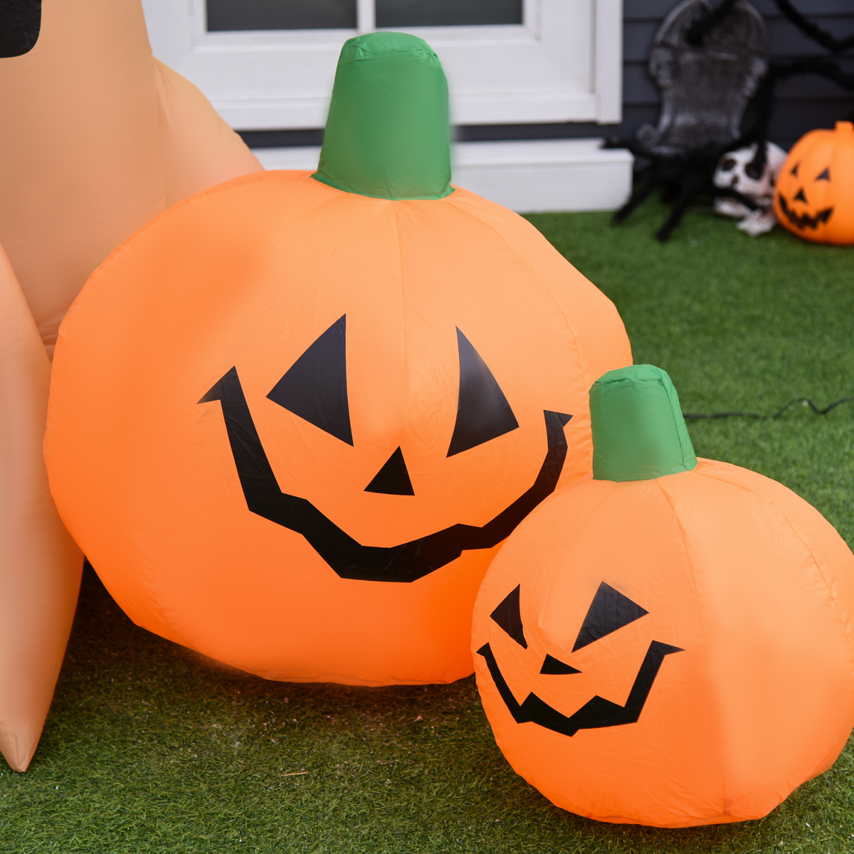240cm Large Halloween Scary Lighting Inflatable Tree Ghost 3 Pumpkins Owl 4 LED