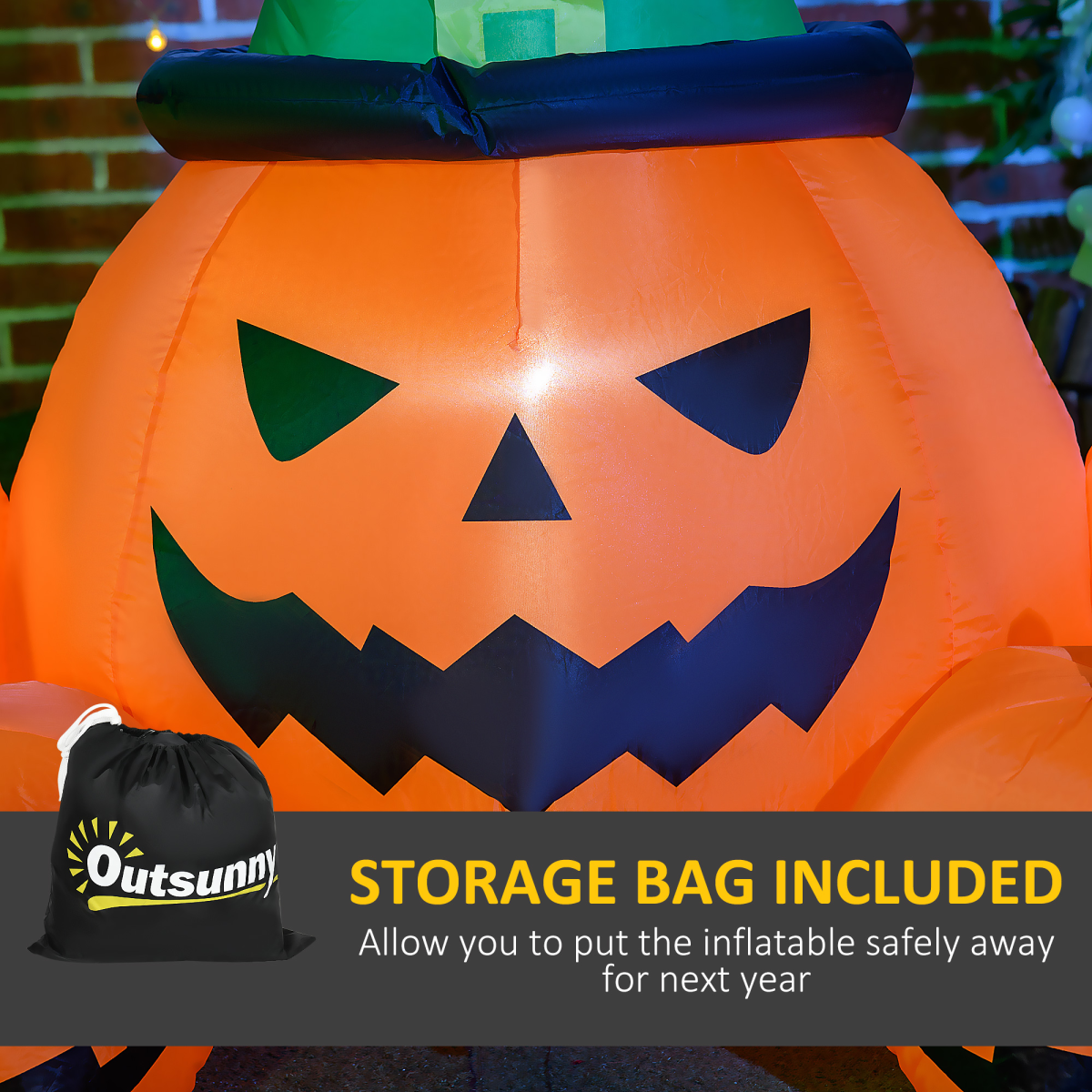 6ft Inflatable Halloween Large Pumpkin Hat with Four Small Pumpkins Blow-Up LED