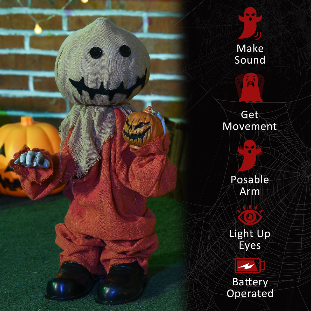 HOMCOM 80cm Outdoor Halloween Witch Prop Decoration with Light Up Eyes