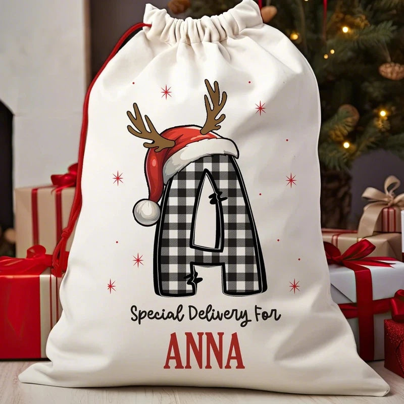 Personalised Merry Christmas Drawstring Gift Bag