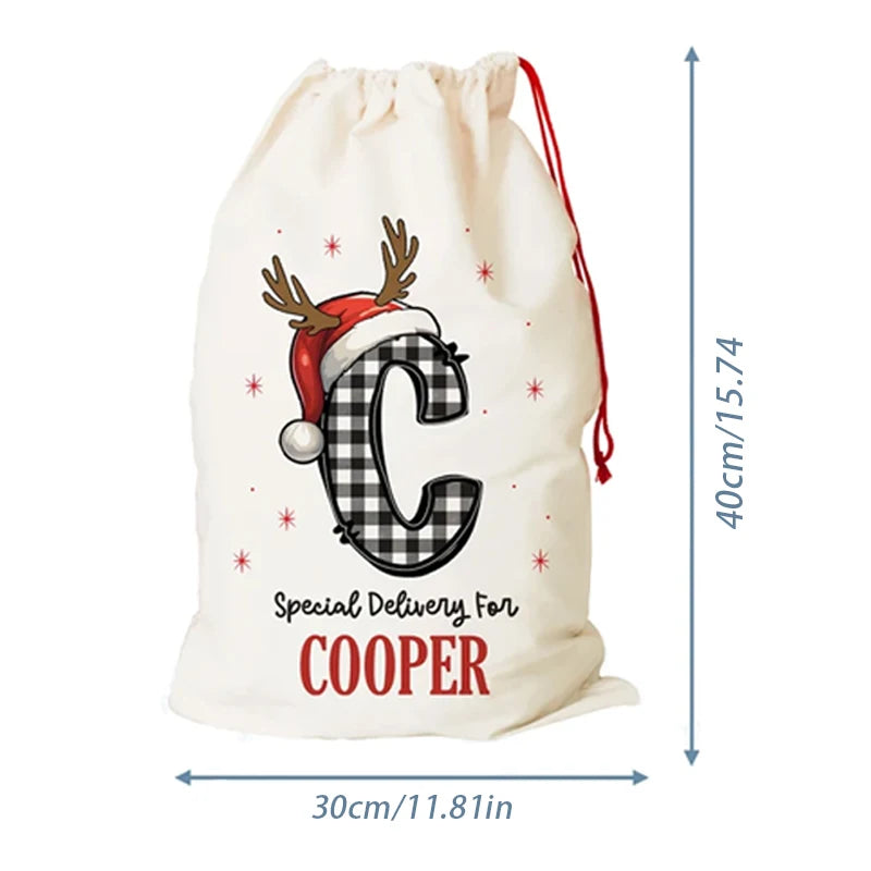 Personalised Merry Christmas Drawstring Gift Bag