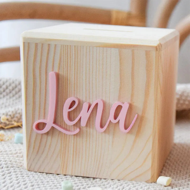 Small Personalised Children's Wooden Piggy Bank