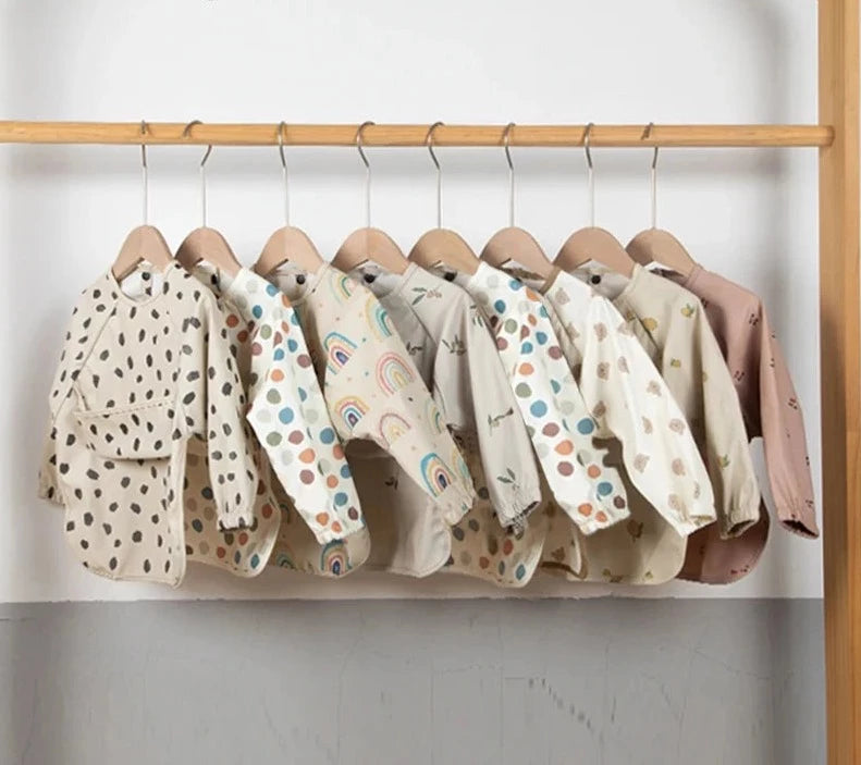 Baby Long Sleeve Bib Apron - Spot Beige