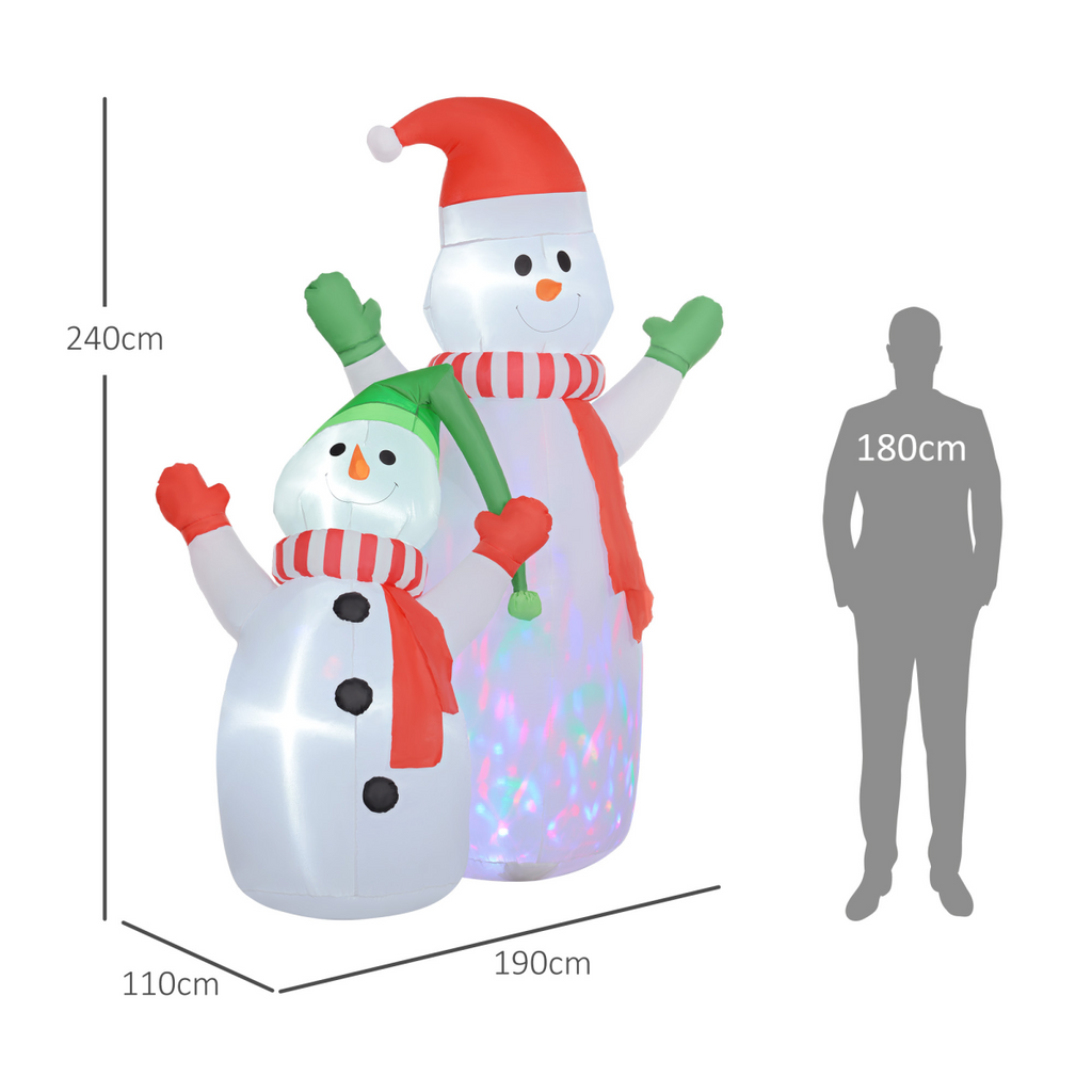 Outsunny 8FT Christmas Inflatable Snowman with Rotating Colorful LED Light
