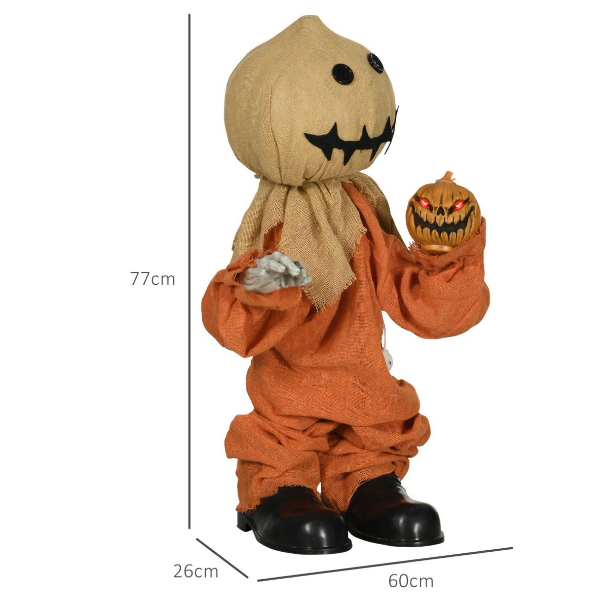 HOMCOM 80cm Outdoor Halloween Witch Prop Decoration with Light Up Eyes