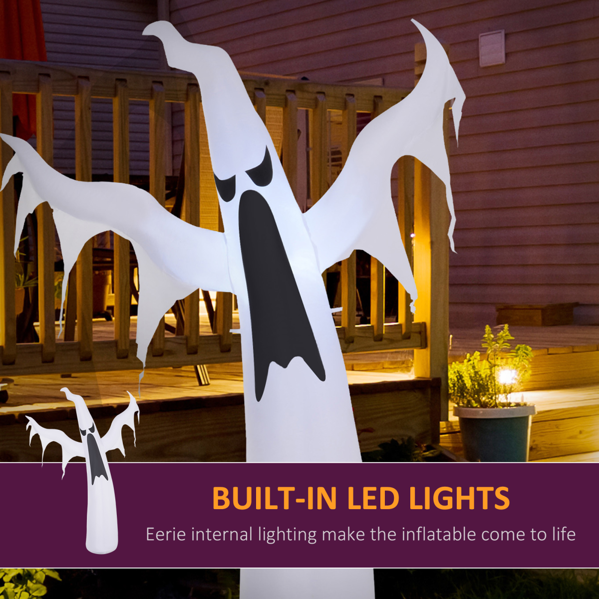 6FT 1.8m LED Halloween Inflatable Deco Floating Ghost Scary Party Outdoors