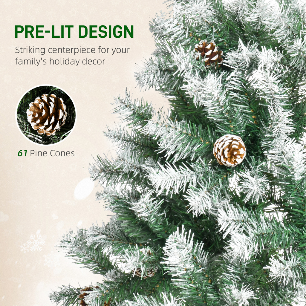 6ft Artificial Christmas Tree - Pine Cone Snow Dipped Effect