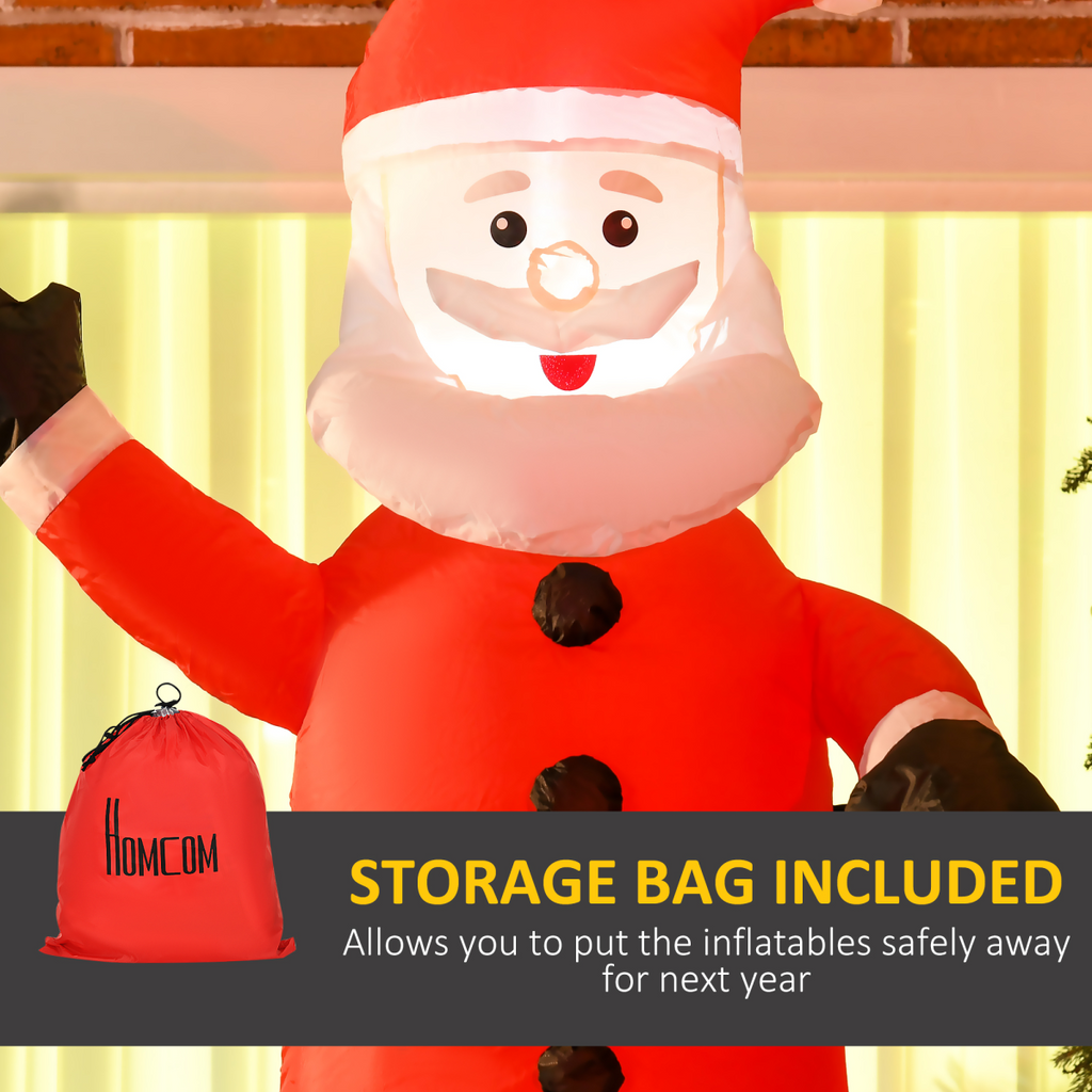 HOMCOM 7ft Christmas Inflatable Santa Claus from Chimney with LED Lights