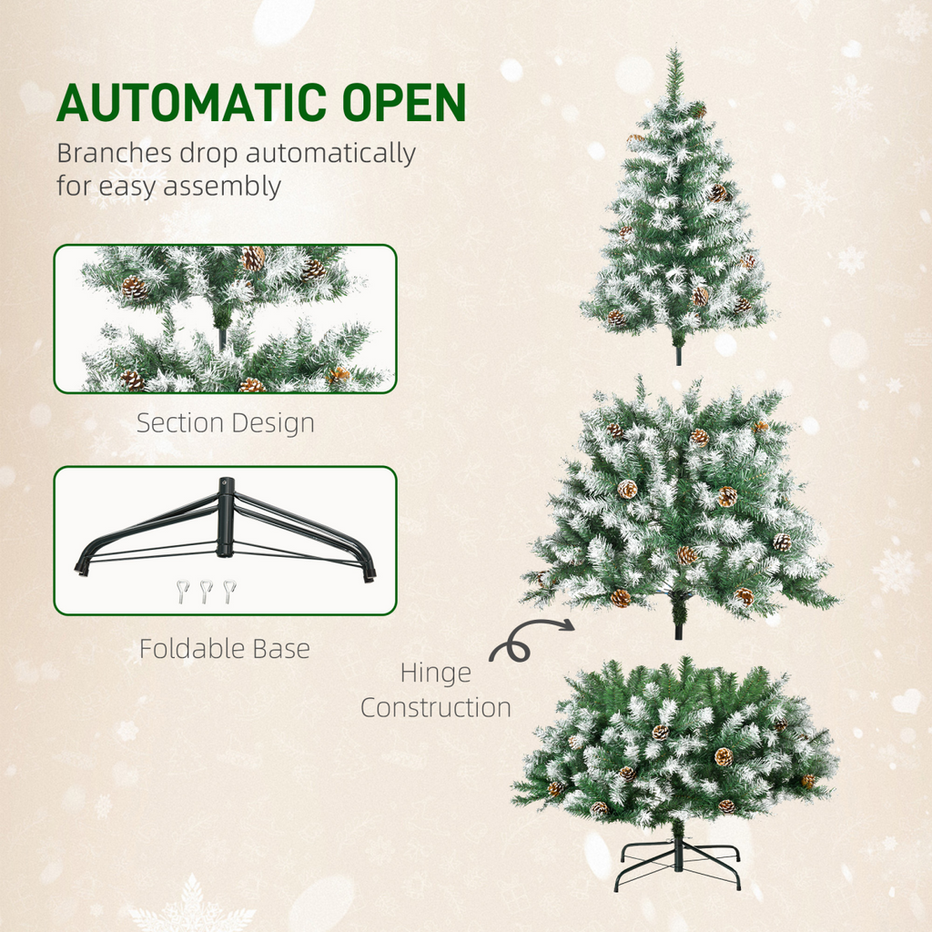 6ft Artificial Christmas Tree - Pine Cone Snow Dipped Effect