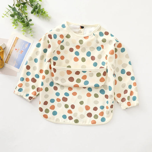 Baby Long Sleeve Bib Apron - Polka Dot
