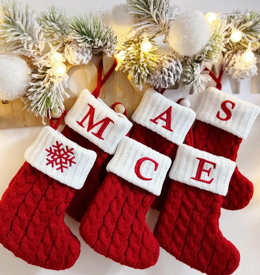 Mini Letter Knitted Christmas Stocking