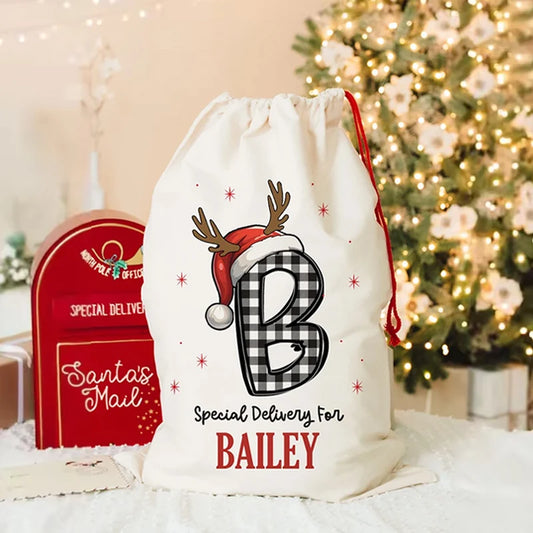 Personalised Merry Christmas Drawstring Gift Bag