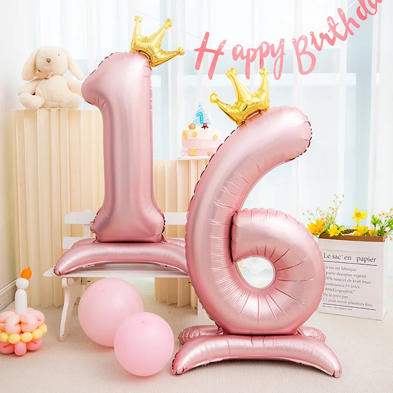 Standing Crown Number Balloon 42 inch