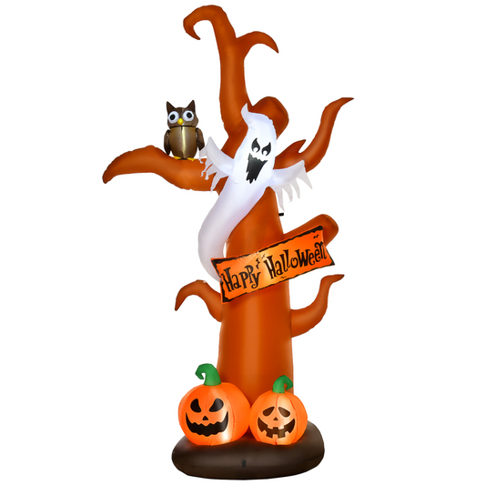 2.7m Halloween Inflatable Tree with Ghost and Pumpkin LED for Home In-Outdoor